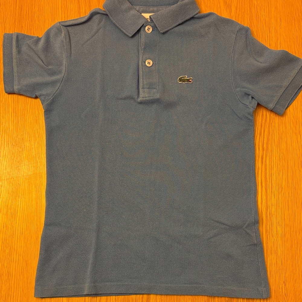 Lacoste Kids Light Blue Short Sleeve Polo Shirt with Crocodile Logo - size 8